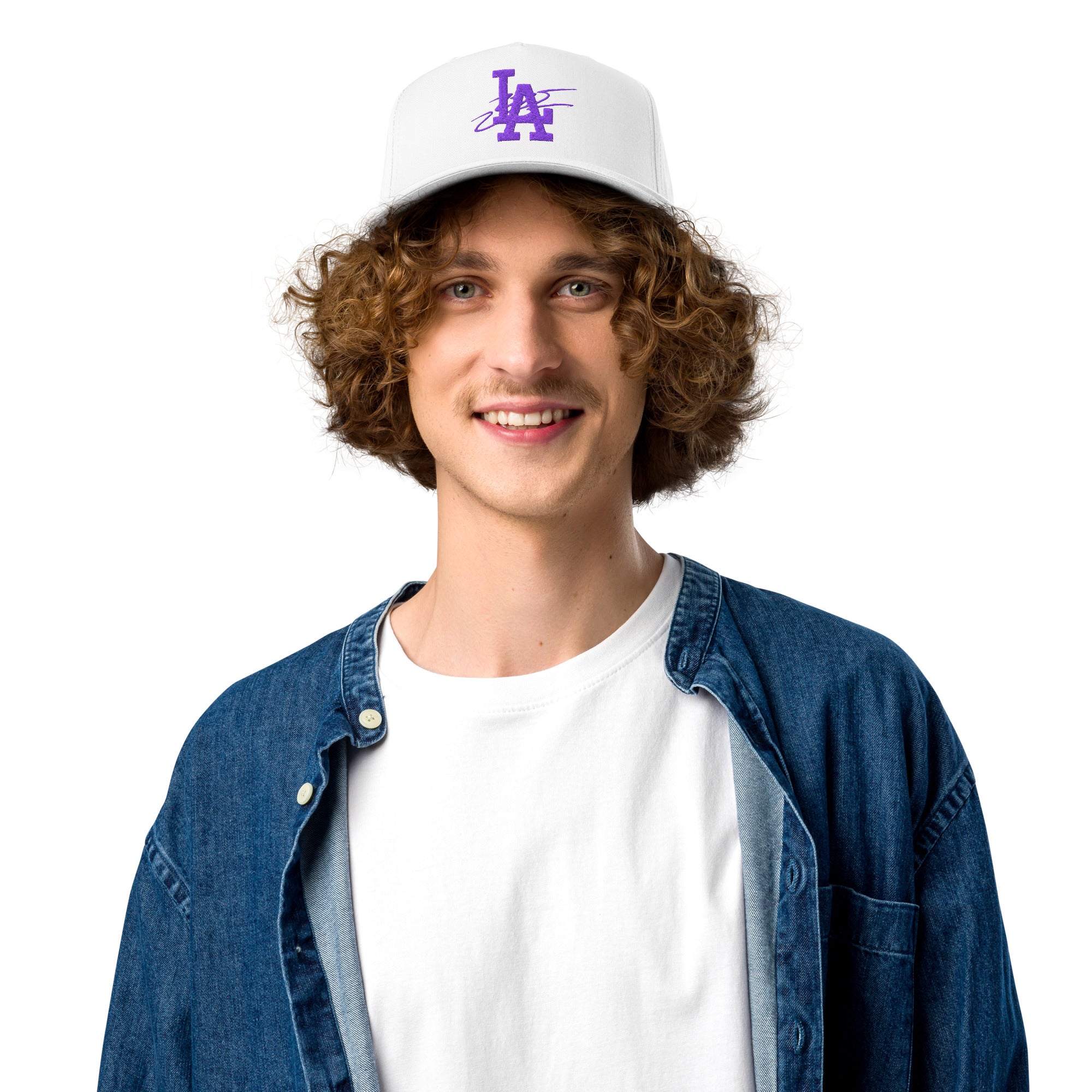 White & Royal Purple Wazsy + LA Baseball Hat