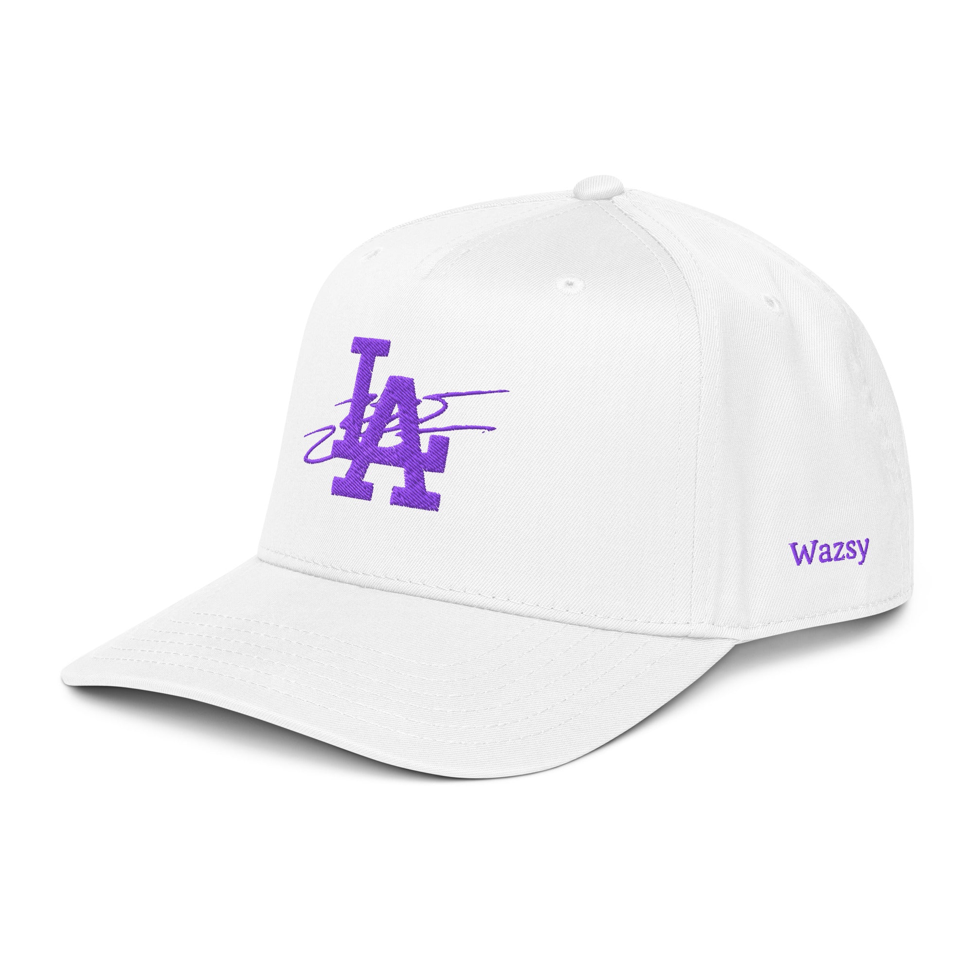 White & Royal Purple Wazsy + LA Baseball Hat