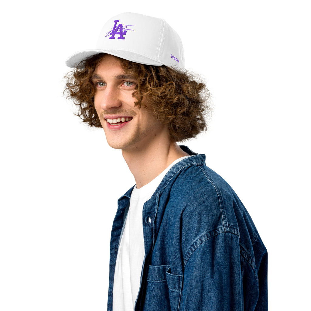 White & Royal Purple Wazsy + LA Baseball Hat