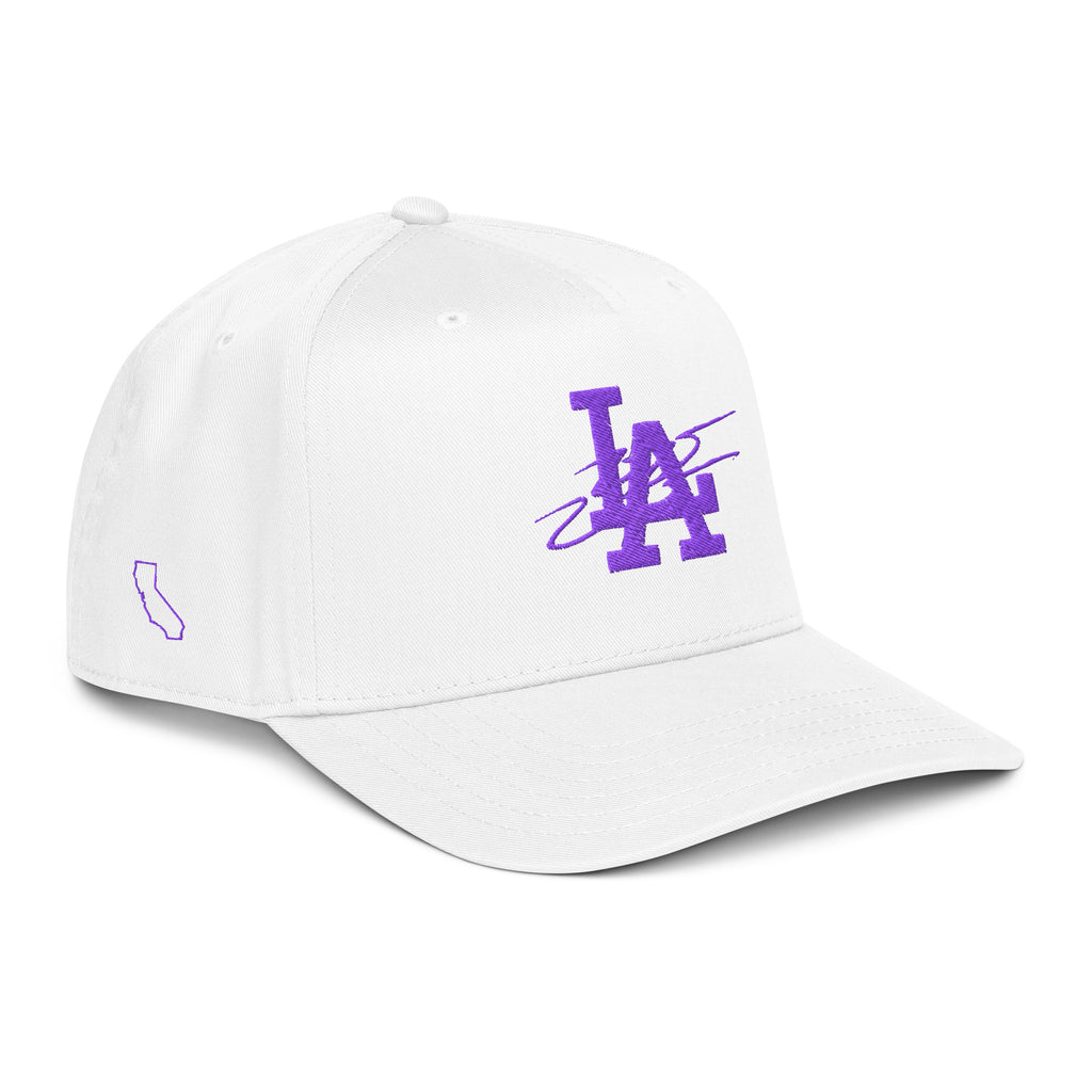 White & Royal Purple Wazsy + LA Baseball Hat
