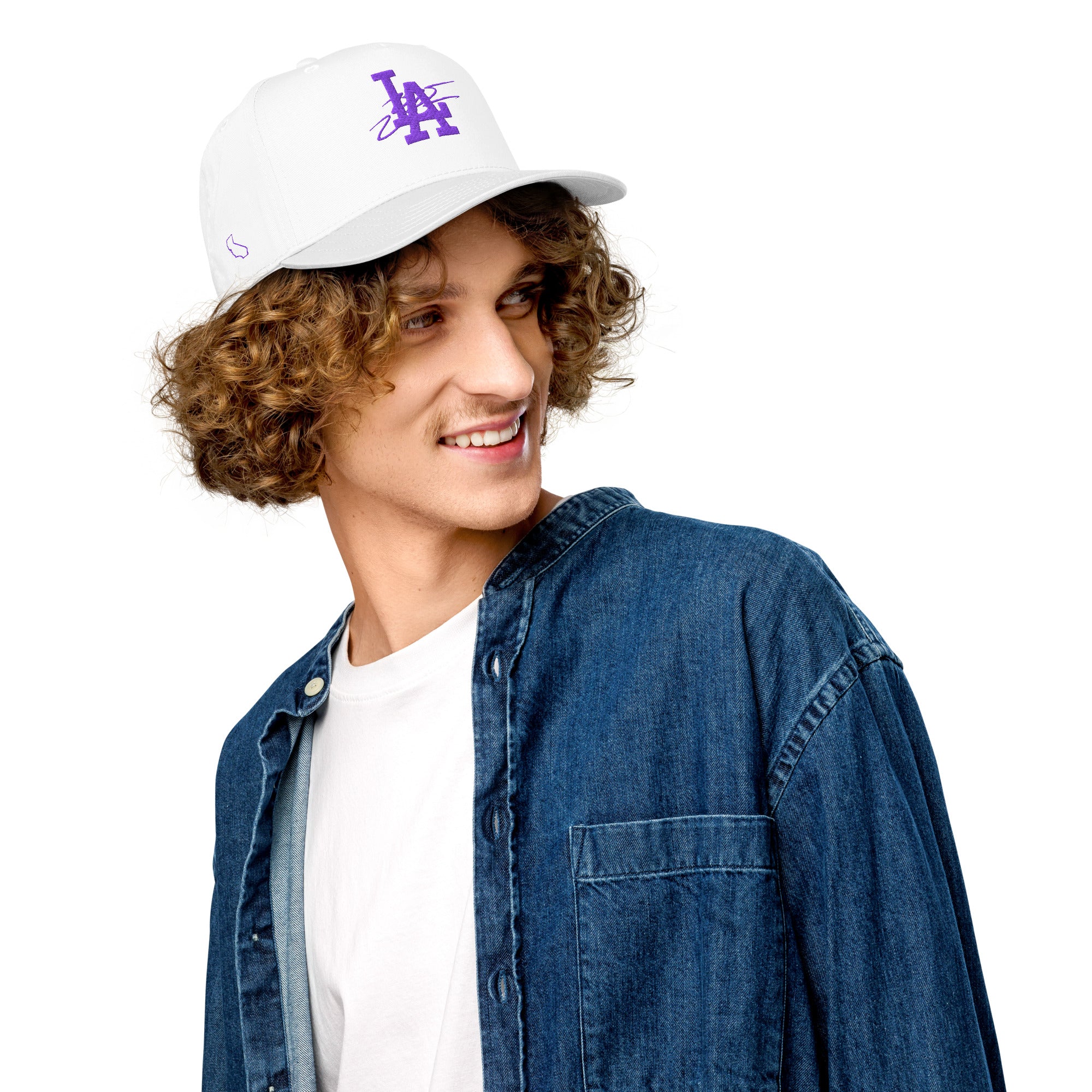 White & Royal Purple Wazsy + LA Baseball Hat