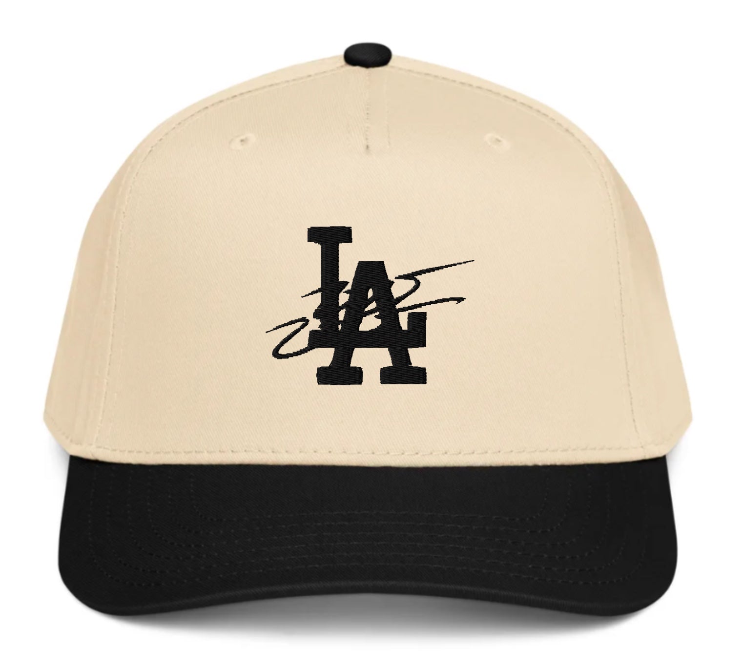 Black & Natural Color Block Wazsy + LA Baseball hat